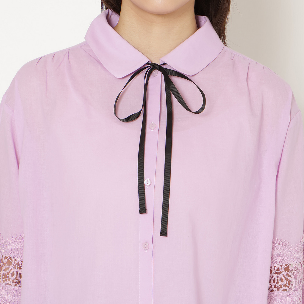 【綿100%】レース切替ブラウス12