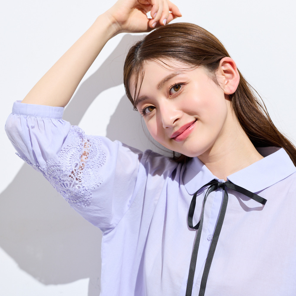 【綿100%】レース切替ブラウス6