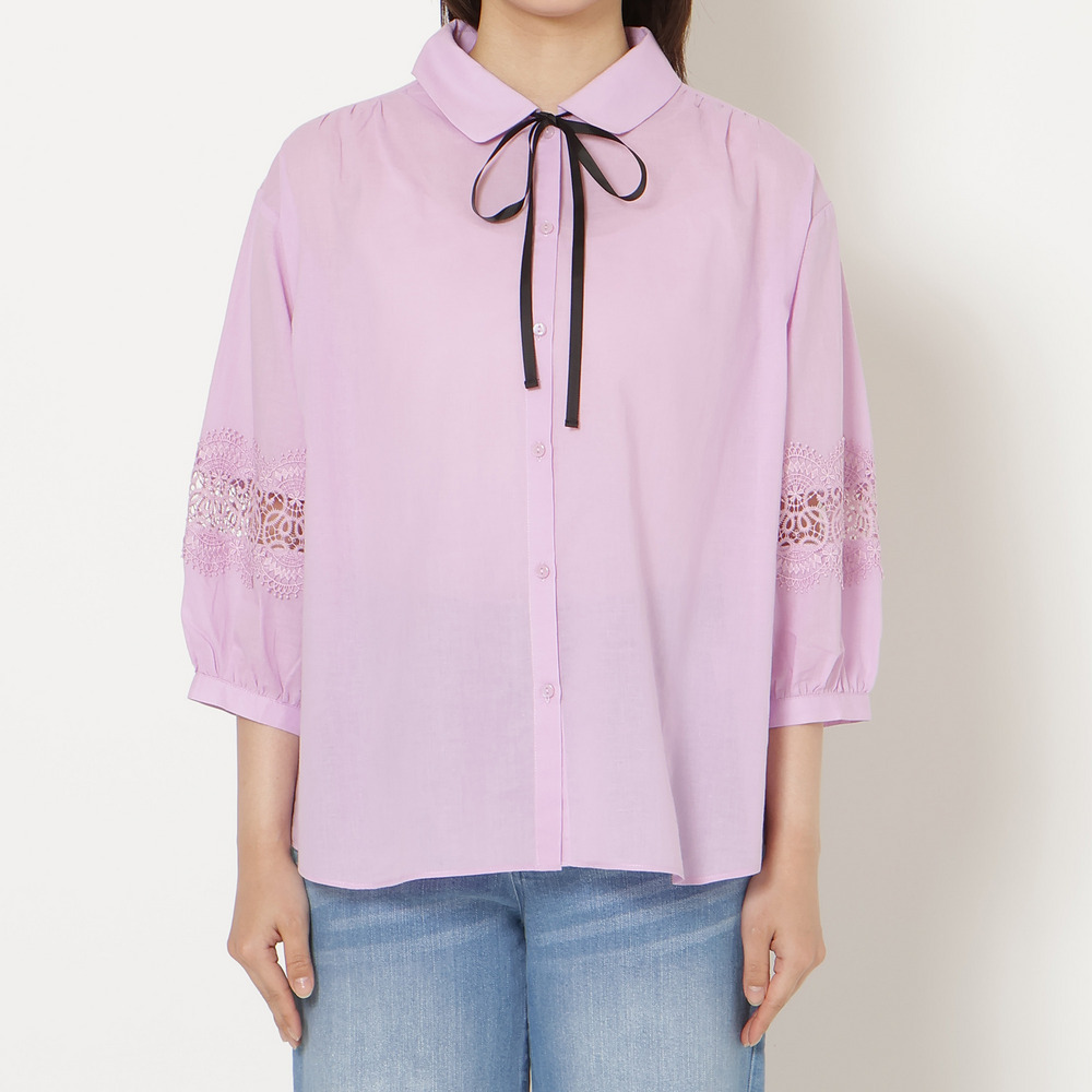 【綿100%】レース切替ブラウス8