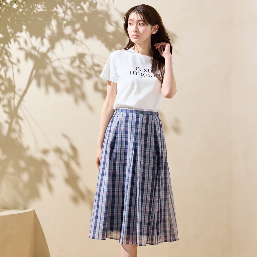【セットアップ対応】マドラスチェック風プリントスカート1