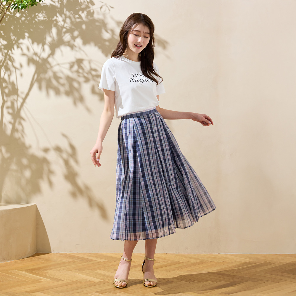 【セットアップ対応】マドラスチェック風プリントスカート2