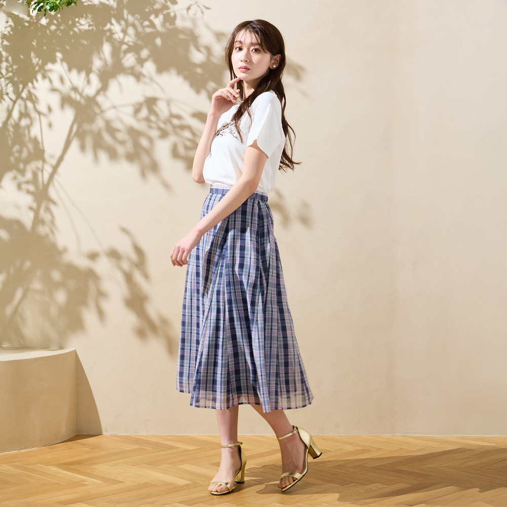 【セットアップ対応】マドラスチェック風プリントスカート3