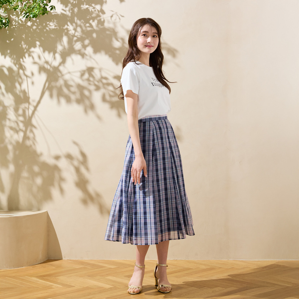 【セットアップ対応】マドラスチェック風プリントスカート4
