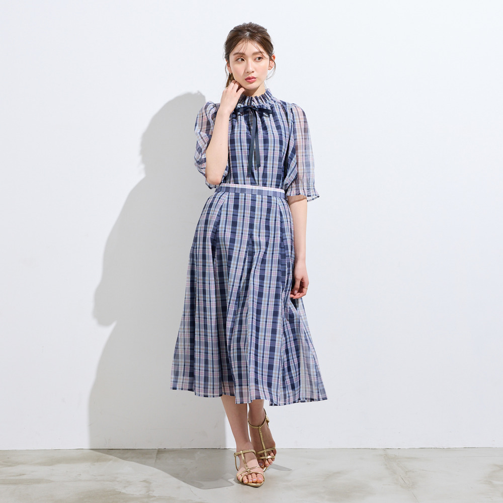 【セットアップ対応】マドラスチェック風プリントスカート5