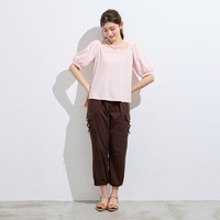 【大人気シリーズ】【接触冷感/綿100%】ドットチュールフラワーカットソー