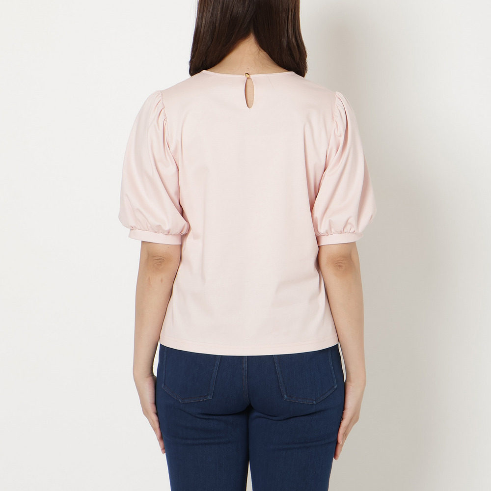 【大人気シリーズ】【接触冷感/綿100%】ドットチュールフラワーカットソー10