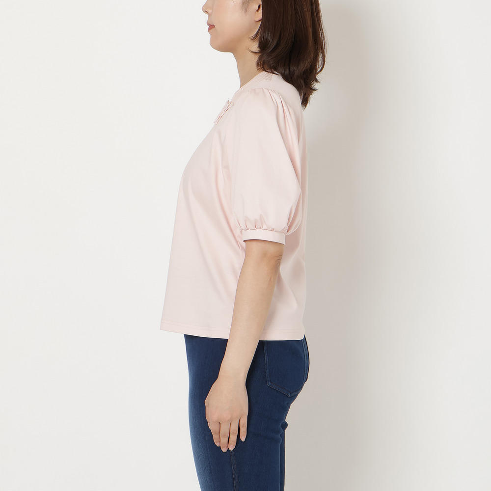 【大人気シリーズ】【接触冷感/綿100%】ドットチュールフラワーカットソー9