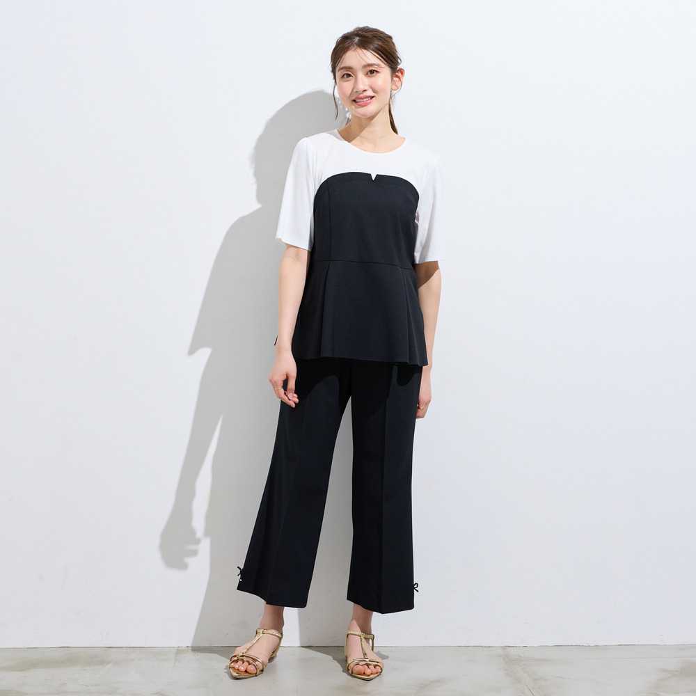 【UVカット/イージーケア/接触冷感】ペプラムビスチェカットソー1