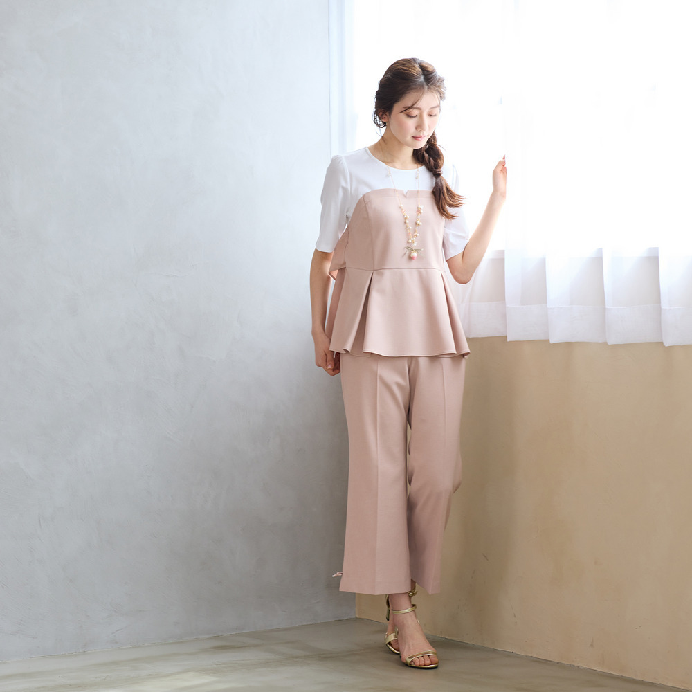 【UVカット/イージーケア/接触冷感】ペプラムビスチェカットソー1