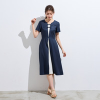 【接触冷感/防シワ/イージーケア】フロントリボンワンピース