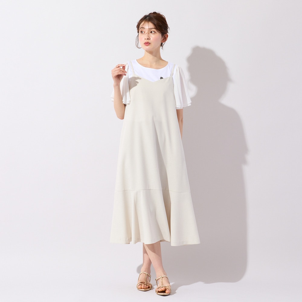 【UVカット/防シワ】バックリボンキャミワンピース
