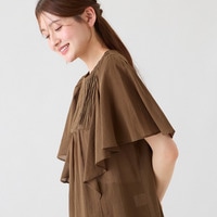 ピンタックヨーク綿シフォンブラウス