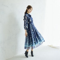 チェックonフラワーフリルカラーワンピース