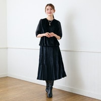 チュール袖バルーンベロアプルオーバー