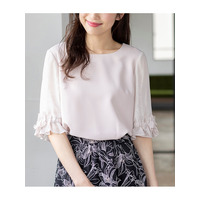 【追加生産決定】レース切替袖ブラウス 大きいサイズ