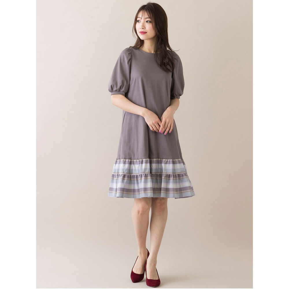 大きいサイズ】 ローズティアラ ワンピース チュニック フリル チェック柄