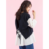 ダンボールニットレイヤード風プルオーバー/ 大きいサイズ ローズティアラ