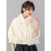 ボタニカル刺繍ストール/ 大きいサイズ ローズティアラ