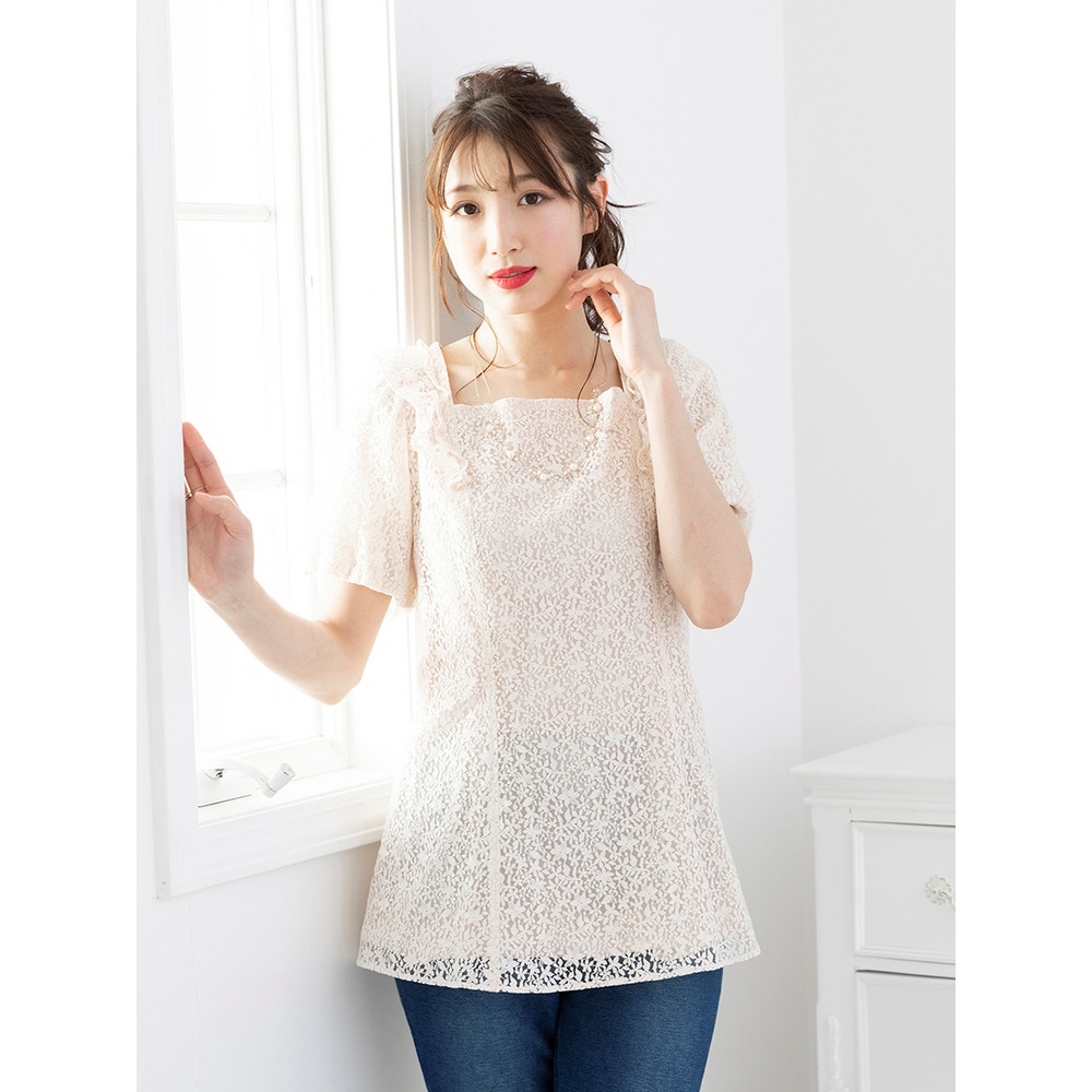 ローズティアラ大きいサイズレースブラウス