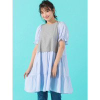 ストライプ切替ドッキングチュニック/ 大きいサイズ ローズティアラ