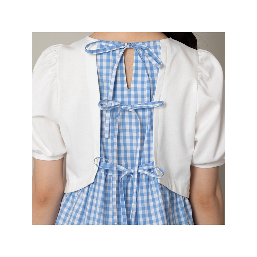 チェック×リボンバック切替カットソー / 大きいサイズ ローズティアラ13