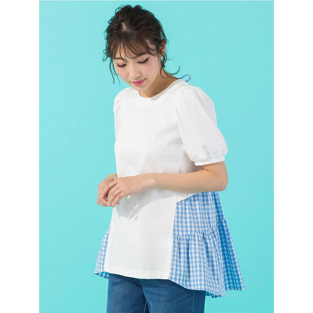 チェック×リボンバック切替カットソー / 大きいサイズ ローズティアラ2