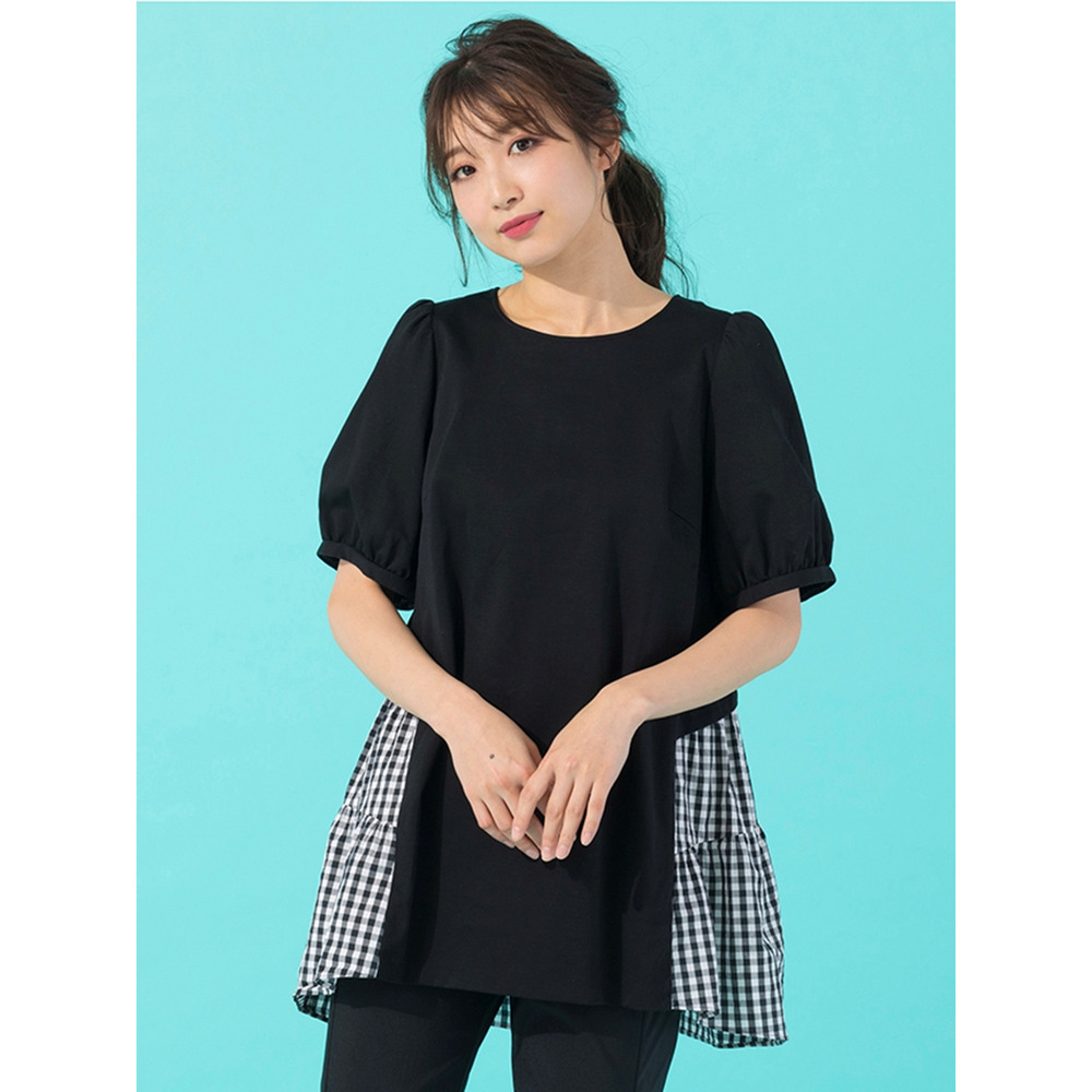 チェック×リボンバック切替カットソー / 大きいサイズ ローズティアラ4