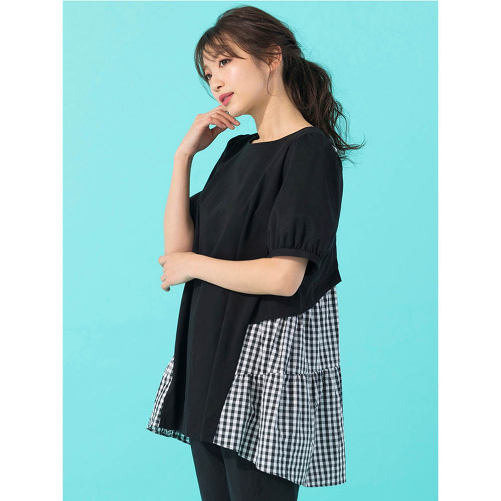 チェック×リボンバック切替カットソー / 大きいサイズ ローズティアラ5