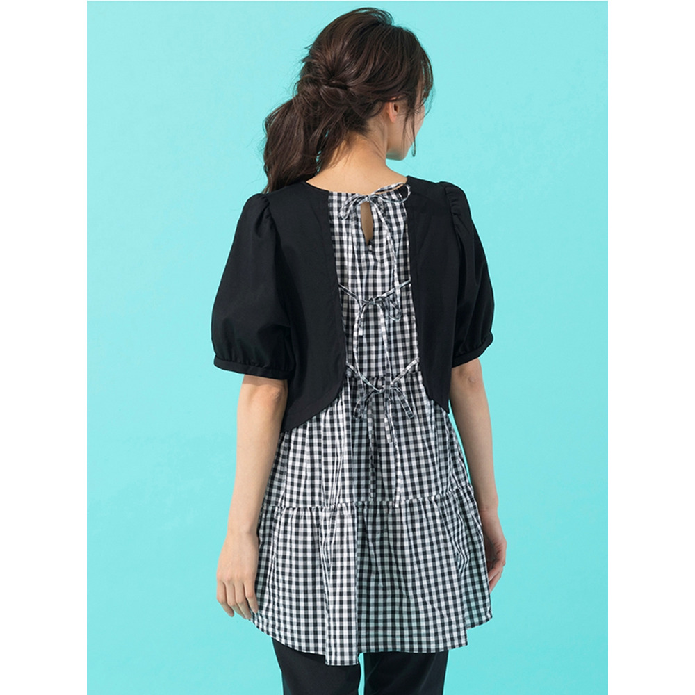 チェック×リボンバック切替カットソー / 大きいサイズ ローズティアラ6