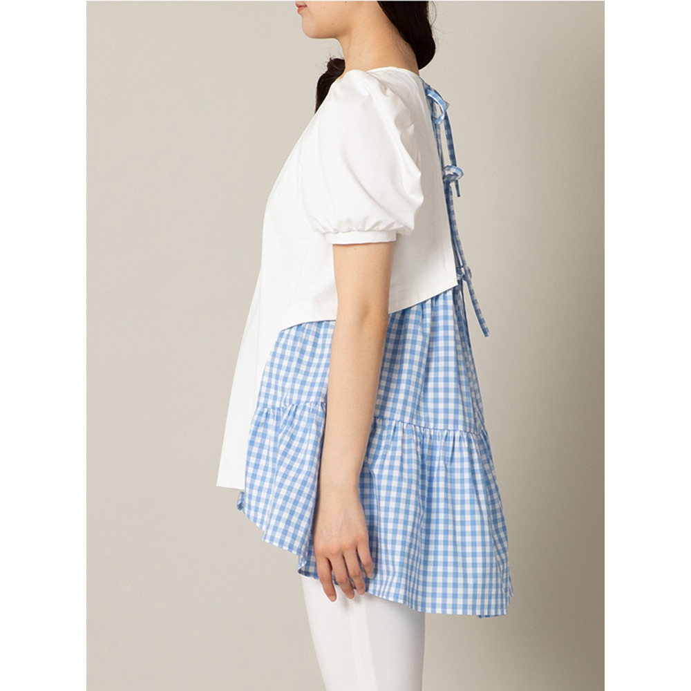 チェック×リボンバック切替カットソー / 大きいサイズ ローズティアラ8