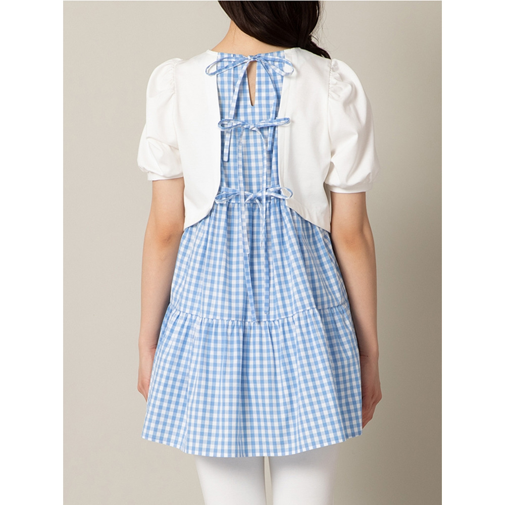 チェック×リボンバック切替カットソー / 大きいサイズ ローズティアラ9