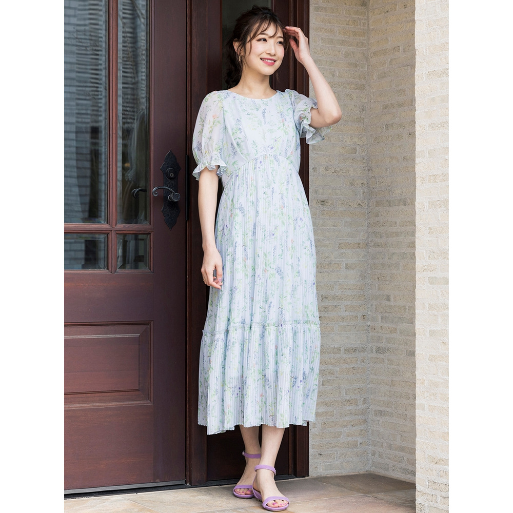 【7/22(金)値下げ分】ボタニカルプリントプリーツワンピース / 大きいサイズ ローズティアラ3