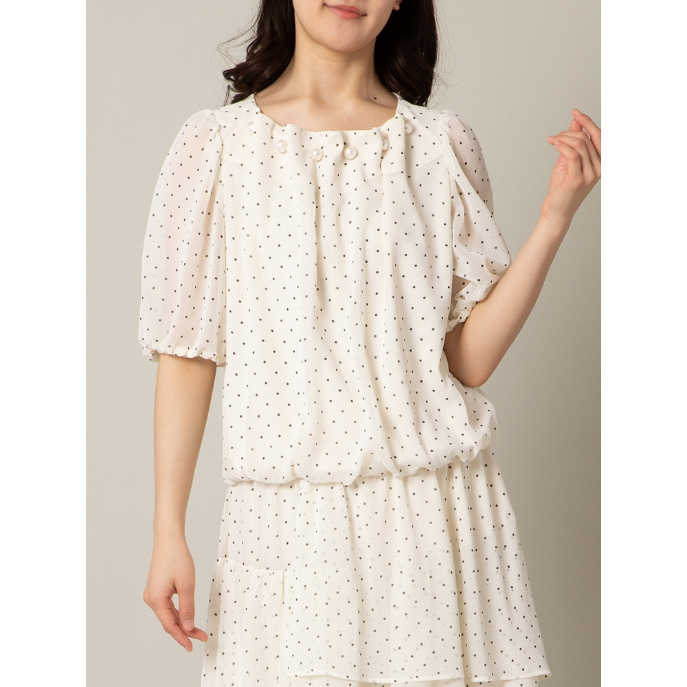 パールネックバルーンヘムブラウス / 大きいサイズ ローズティアラ4