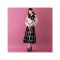 Disney  Princess / フロッキー加工フレアスカート／大きいサイズ ローズティアラ