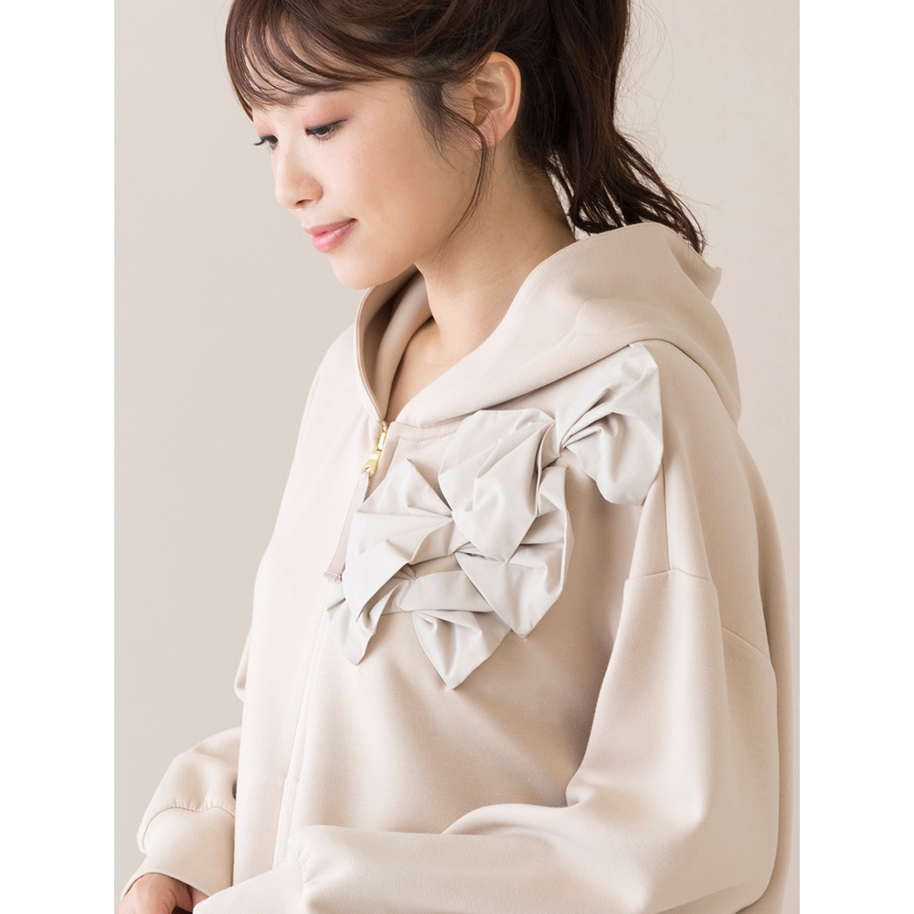 リボンオーバーサイズフード付パーカー／大きいサイズ ローズティアラ