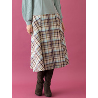 チェックフリンジフレアスカート／大きいサイズ ローズティアラ