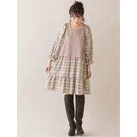 チェック切替ドッキングチュニック／大きいサイズ ローズティアラ