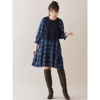 チェック切替ドッキングチュニック／大きいサイズ ローズティアラ