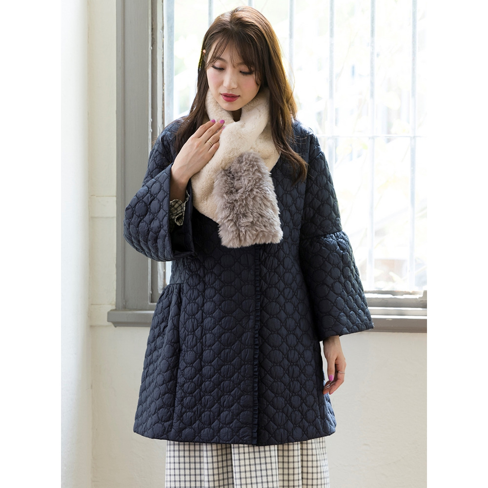 ティアード切替キルティングコート☆／大きいサイズ ローズティアラ