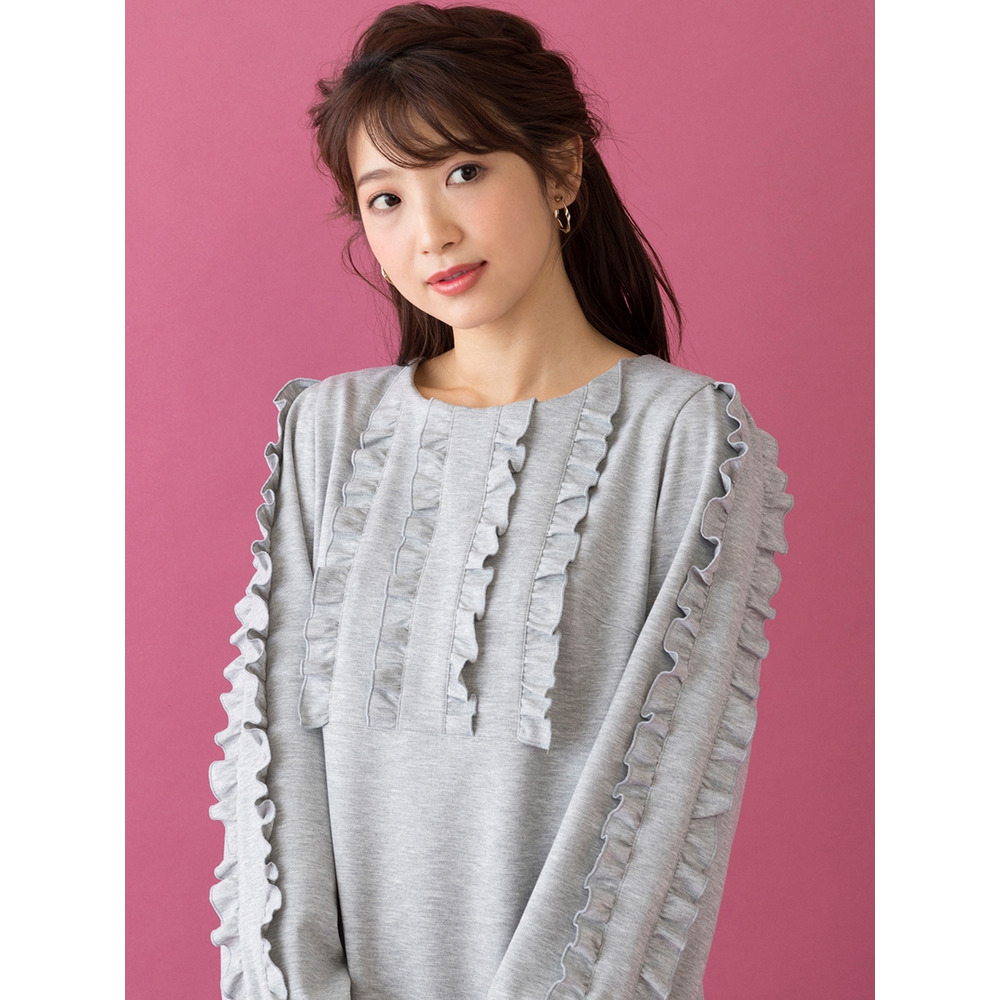 美品 大きいサイズ ローズティアラ フリル チュニック チュニックフリルチュニック丈ワンピース ／ 大きいサイズ