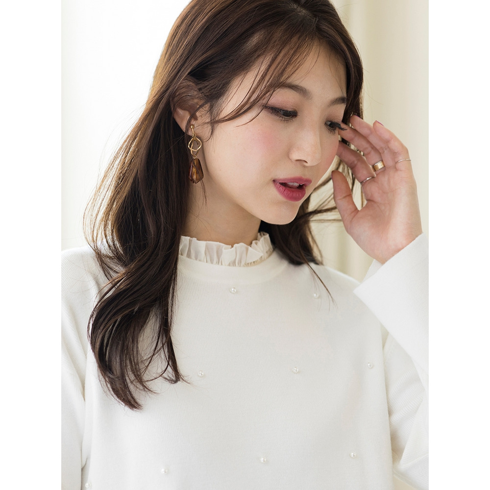 フリル襟パールニット ／ 大きいサイズ ローズティアラ 51136216