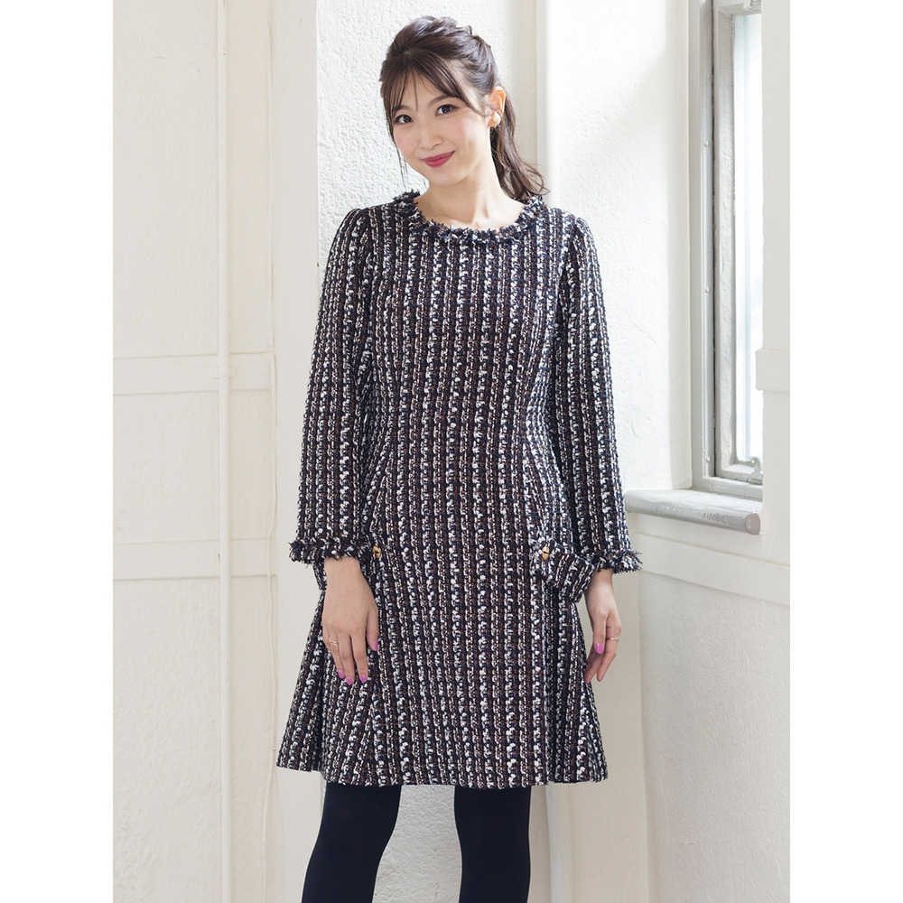 バンビーナツイードワンピース ／ 大きいサイズ ローズティアラ