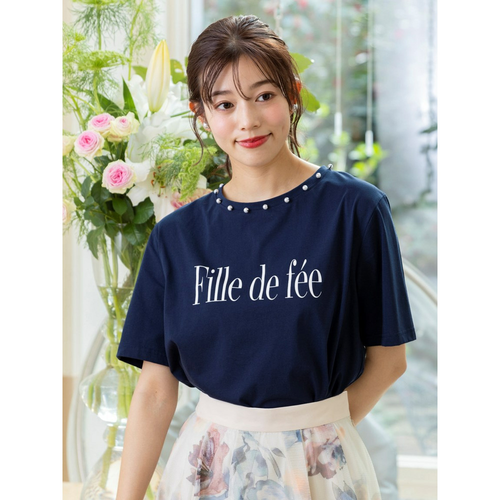 fille de feeロゴTシャツ ダークブルー 1