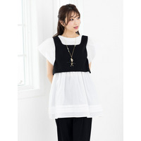 ニットドッキングブラウス／ 大きいサイズ ローズティアラ