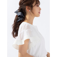 袖フレア異素材切替カットソー／ 大きいサイズ ローズティアラ