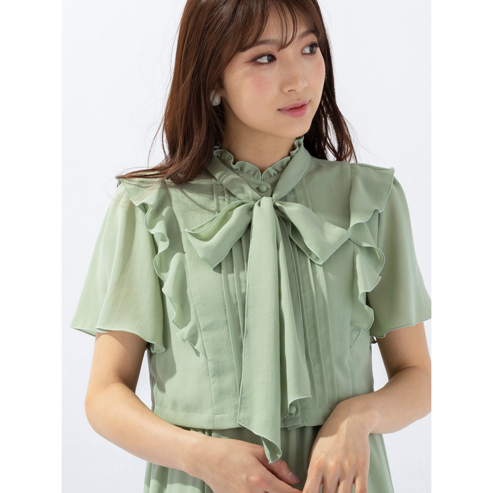 ボウタイブラウスレイヤードワンピース4