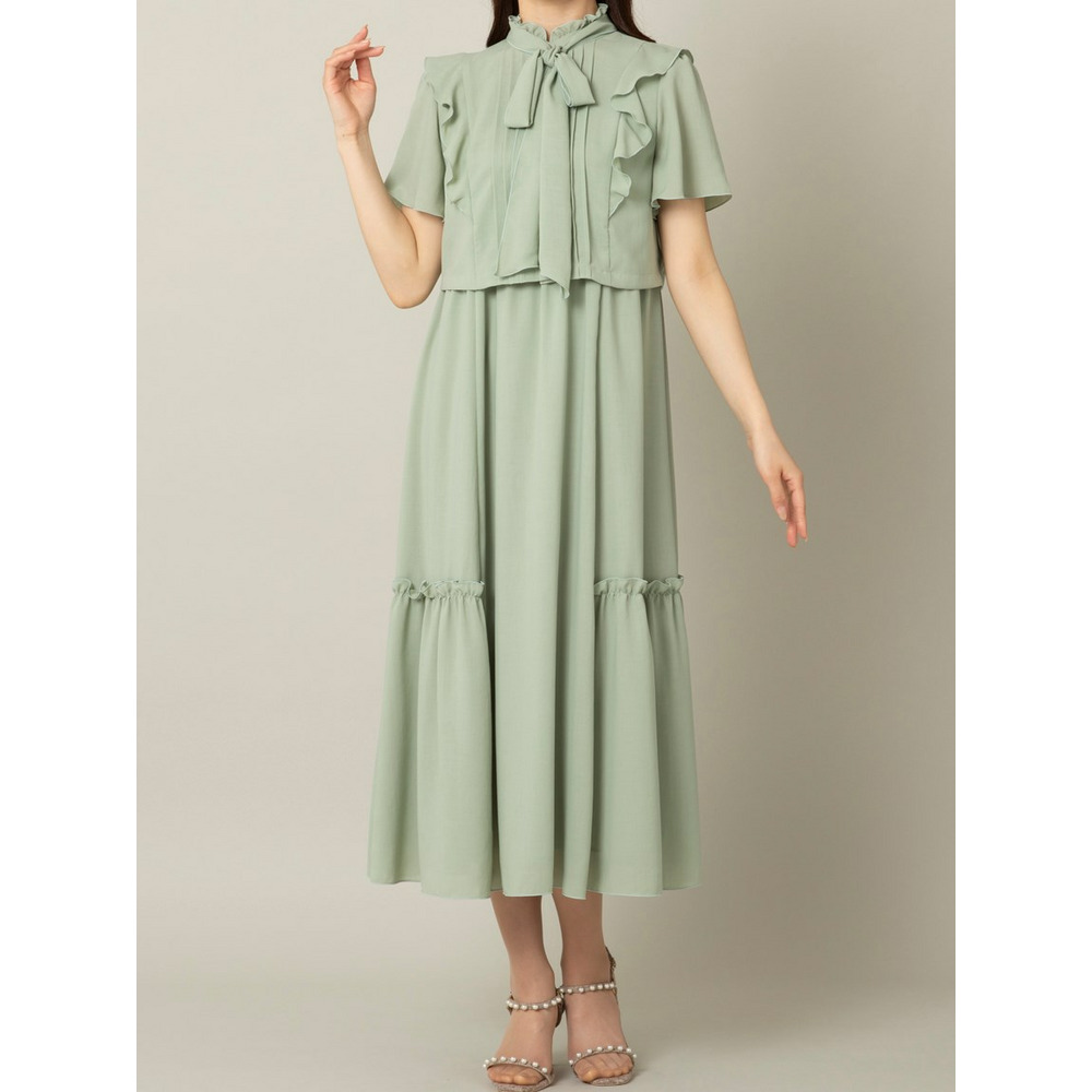 ボウタイブラウスレイヤードワンピース5