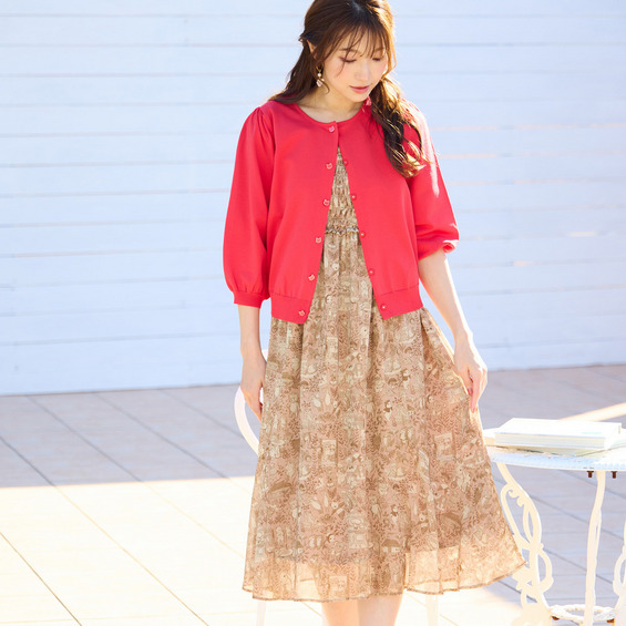 ・Hand wash OK yukiemonデザイナー・松浦由起江氏プロデュースのテキスタイルブランド『22fabric』の柄をシフォントにプリントしたJolly Poupee限定素材。 デジタルプリ