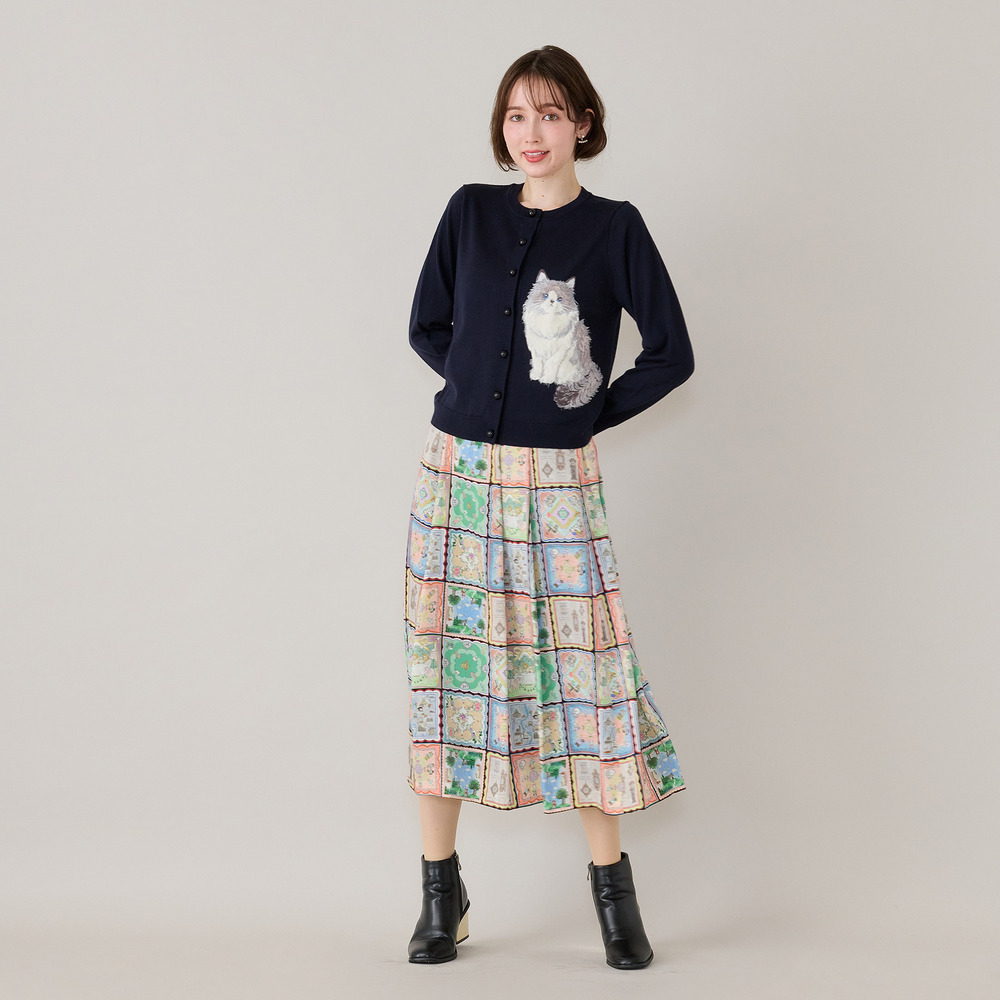 ねこ刺繍ニットカーディガン1