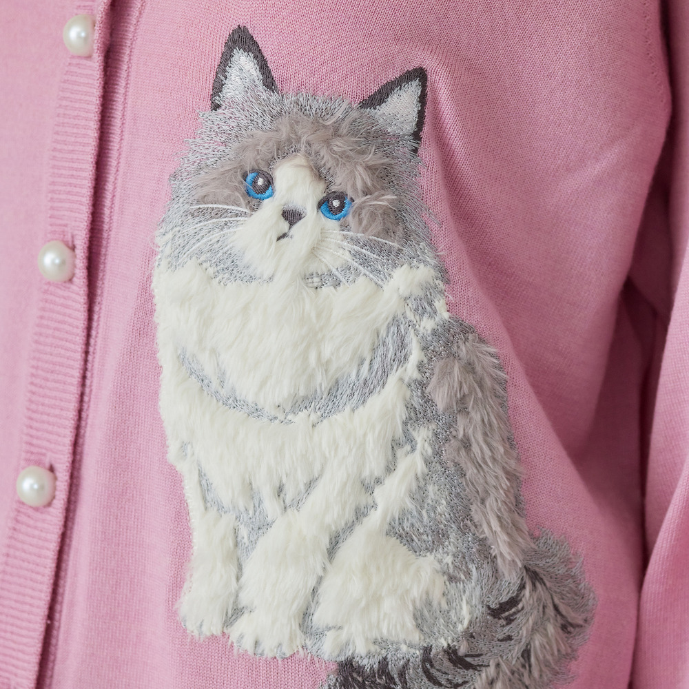 ねこ刺繍ニットカーディガン11